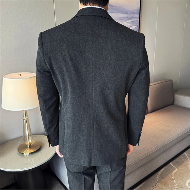 M-7XL Groom Wedding Suit 2024 Solid Color Autumn Suit Two-piece Business Casual Men's Slim Fit Suit