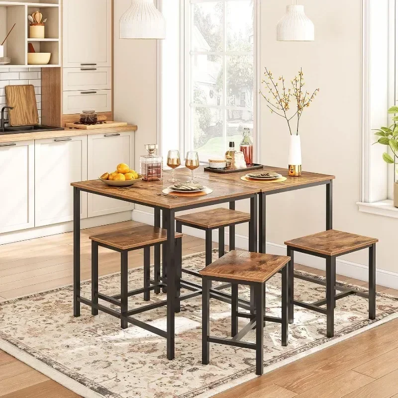 Industrial Dining Table Set, Space Saving Dinette for Kitchen, Dining Room, Small Space, Breakfast Nook, Living Room