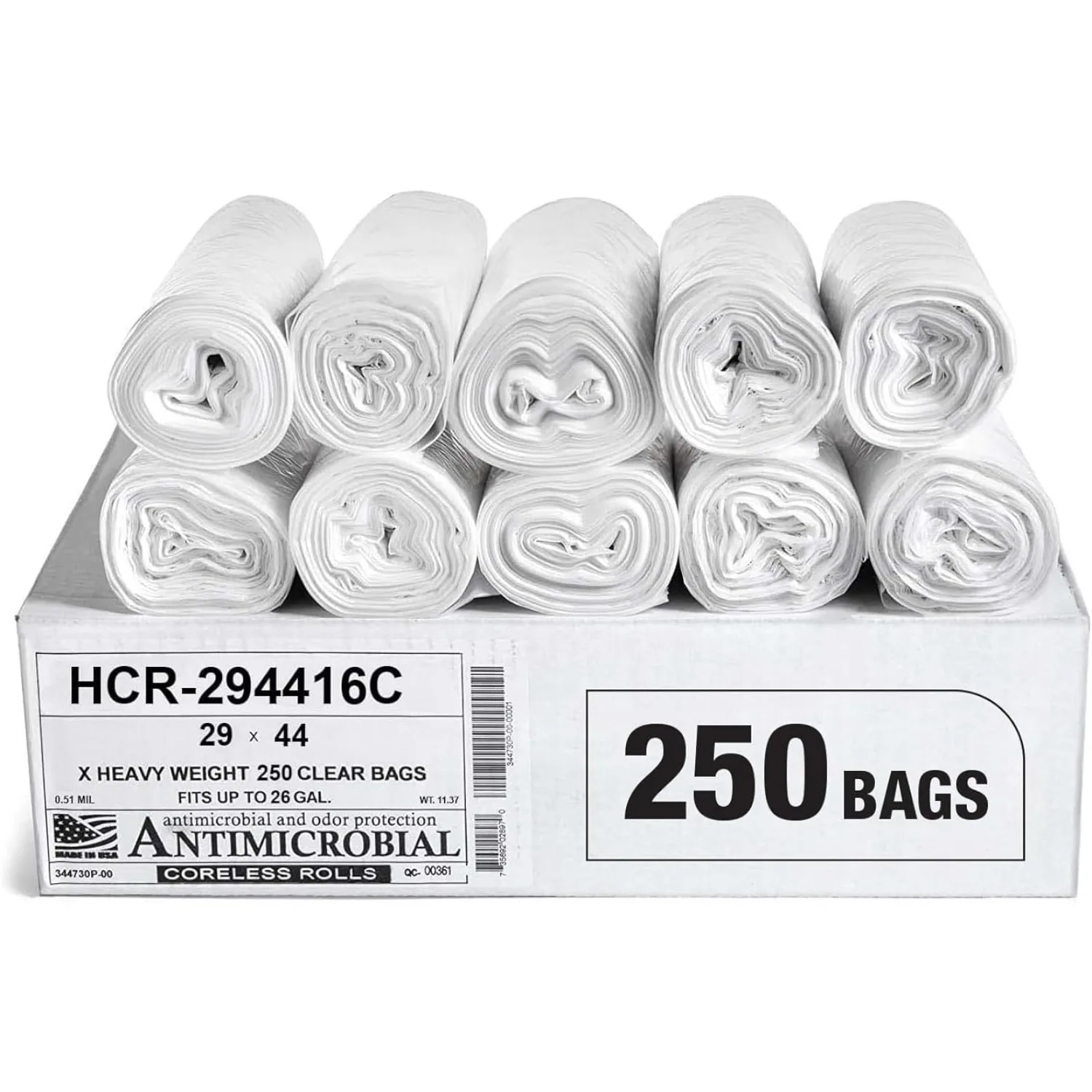 

High Density Trash Bags 26 Gallon 1000 Count 16 Micron (eq) 29" x 44" Clear for Bathroom Office Industrial Commercial