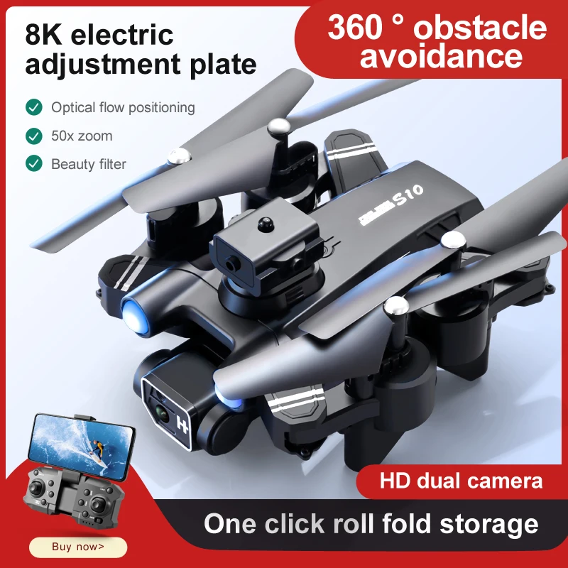 

S10 Drone Optical Flow 8K ESC Dual Cameras Intelligent Obstacle Avoidance Optical Flow Quadcopter Remote Control Foldable Drones