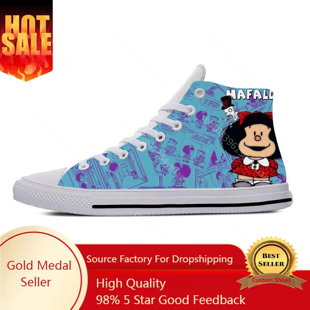 Anime Manga Cartoon Comic Mafalda Cute Fashion Casual Cloth Shoes High Top Lightweight Breathable 3D Print Men Women Sneakers