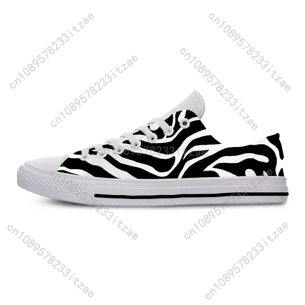 Summer Zebra Print Stripe Cute Funny Casual Shoes Low Top Latest Board Shoes Lightweight Breathable Female Men Women Sneakers