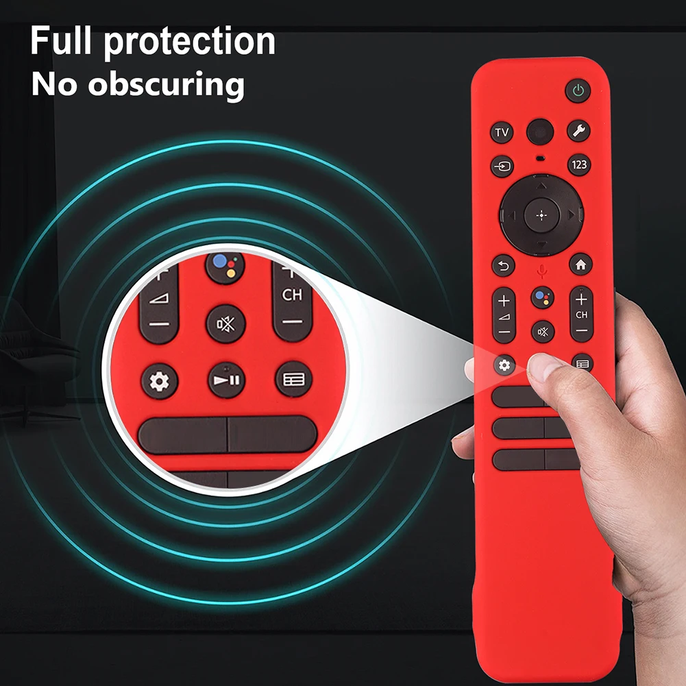 Silicone Remote Case for Sony RMF-TX810U TX811U TX910U TV Remote Cover w/ Lanyard Protective Case Shockproof Smart TV Accessory