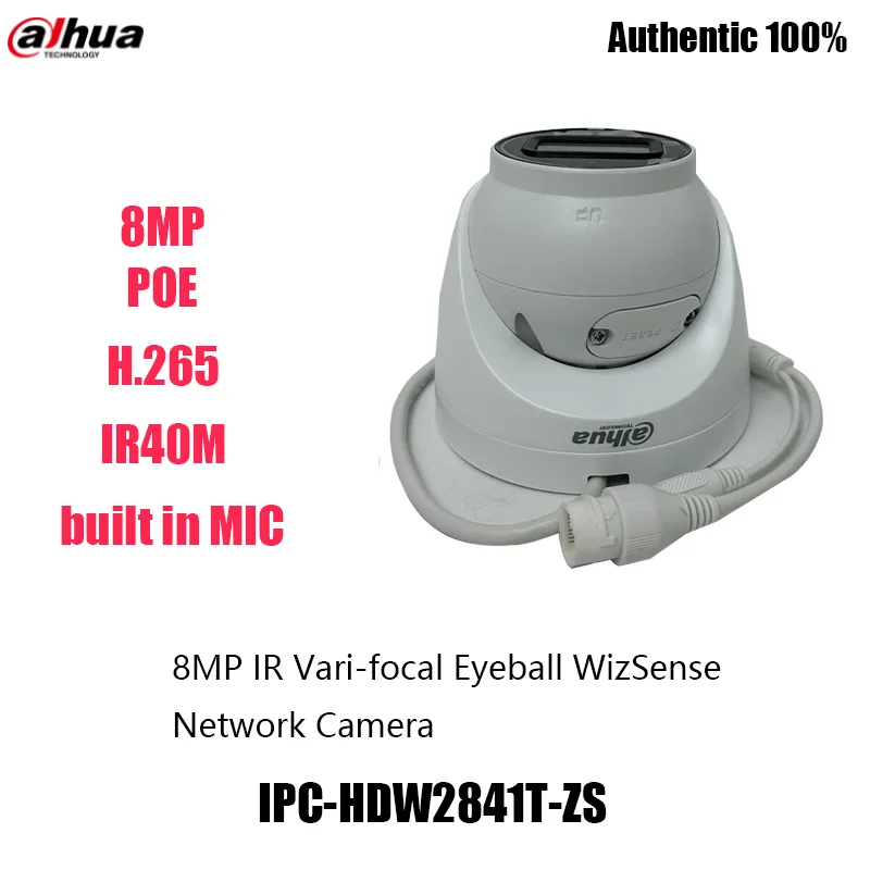 

Dahua IPC-HDW2841T-ZS 8MP POE H.265 IR40M build in MIC CCTV surveillance Eyeball WizSense Network Camera original 100%