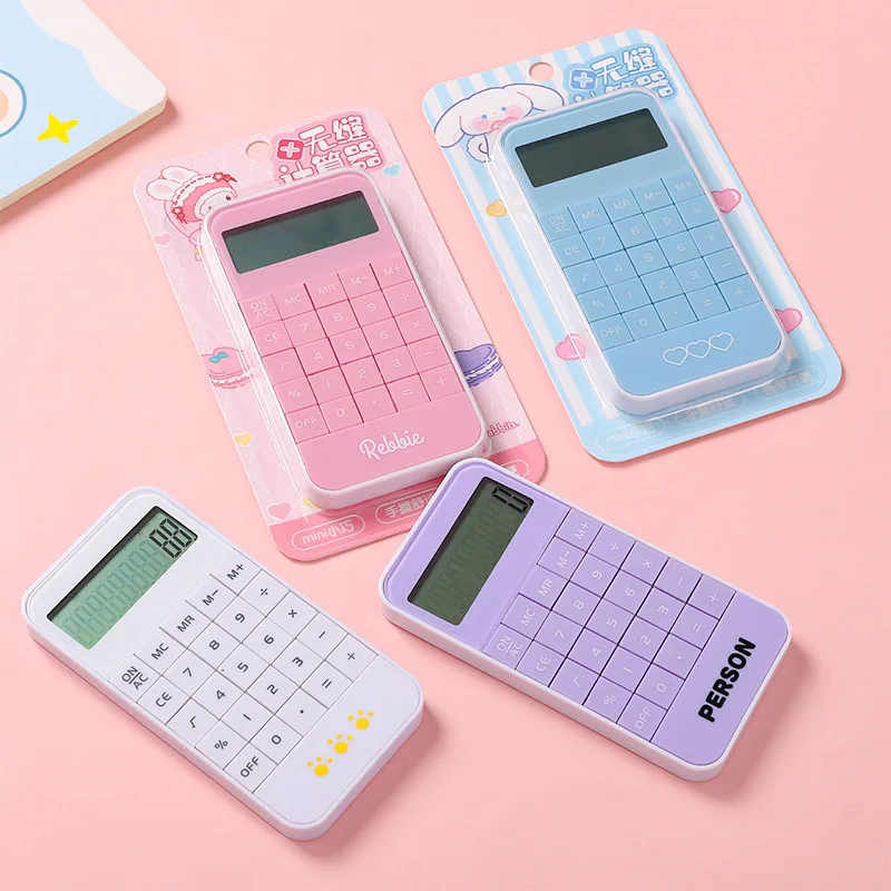 2023 New Kawai Ikatoon Seamless Key Calculator Cute Student Kids Arithmetic Palm Small Desktop 10 Digit Calculator