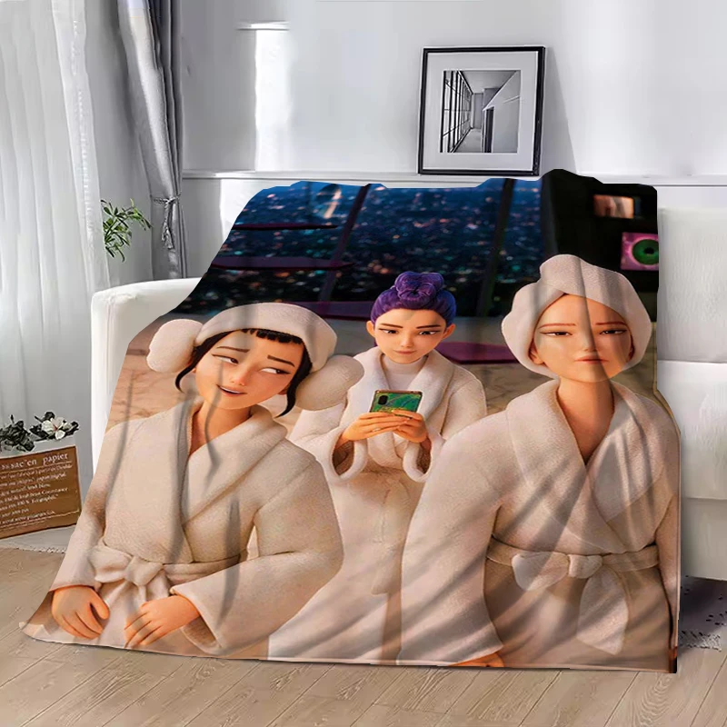 

kpop Demon Hunters Huntrix Throw Blankets Quality Soft Warm Throw Blanket Winter Kids Couch Bed Fluffy Bedspread