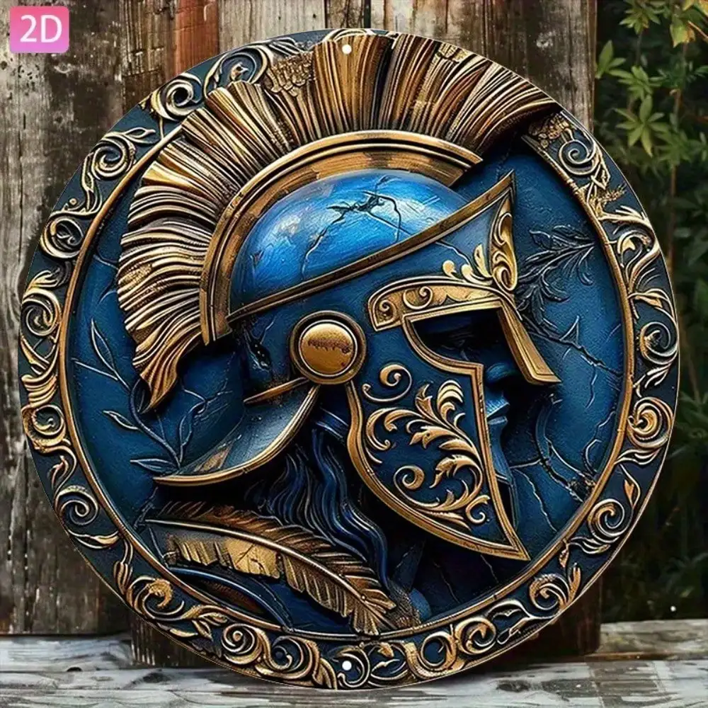 Casque Spartan 2D en métal, décoration murale vintage de guerrier romain pour la maison