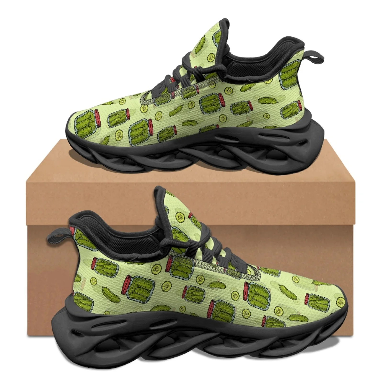 PENSTROLL Pickle Jar Print Running Shoes Mesh & EVA Running Blade Sneakers Lightweight Men's Sport Trainer for Teens