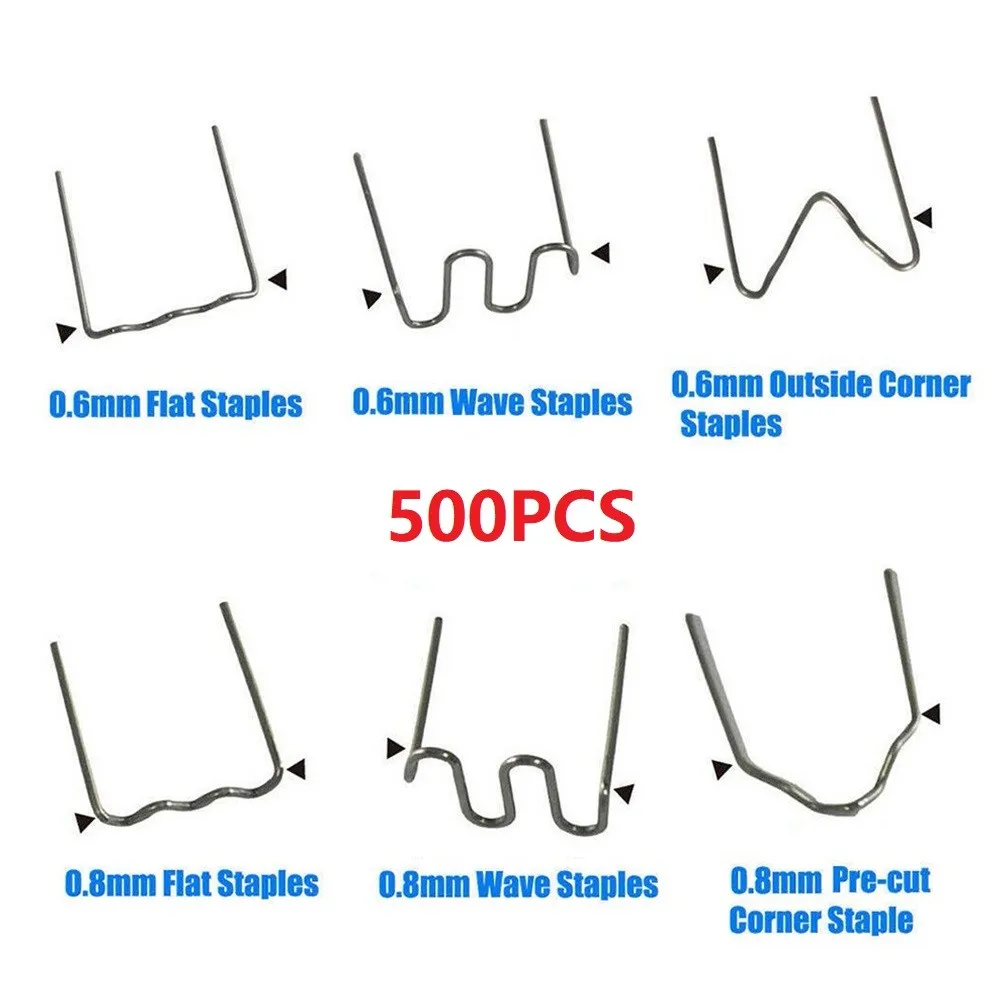 500ชิ้น0.6คลิปหนีบกระดาษร้อน/0.8มม. สำหรับช่างเชื่อมพลาสติกเครื่องเชื่อมซ่อมกันชนรถยนต์ลวดเชื่อม