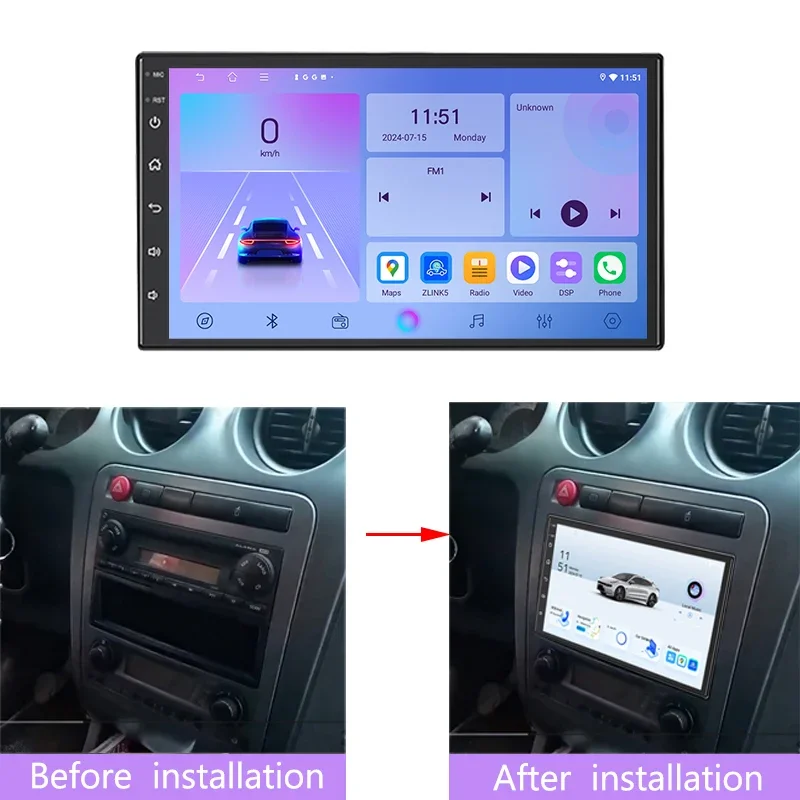 

7" Android 15 Car Radio Wireless CarPlay For VW Ibiza 2000-2007 2 Din GPS Navigation Touch Screen Multimedia Player