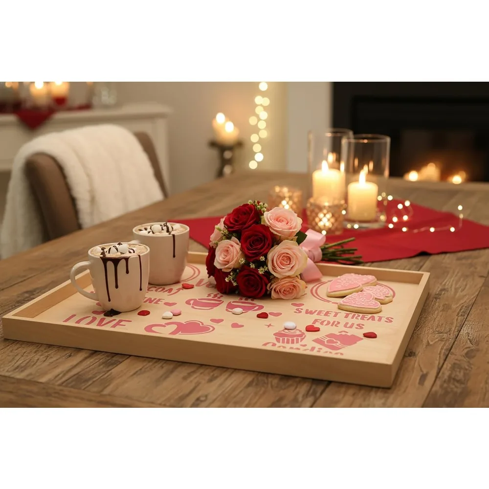 4Pcs Love Heart Valentine PET Stencils, Cake Cookie Baking Decor Template for Valentine Party