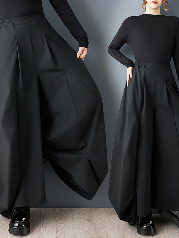 فضفاض بنطال ذو قصة أرجل واسعة k Sle تنورة كسول متعددة الاستخدامات عالية الخصر غير متماثلة بناطيل كاجوال للنساء في منتصف العمر