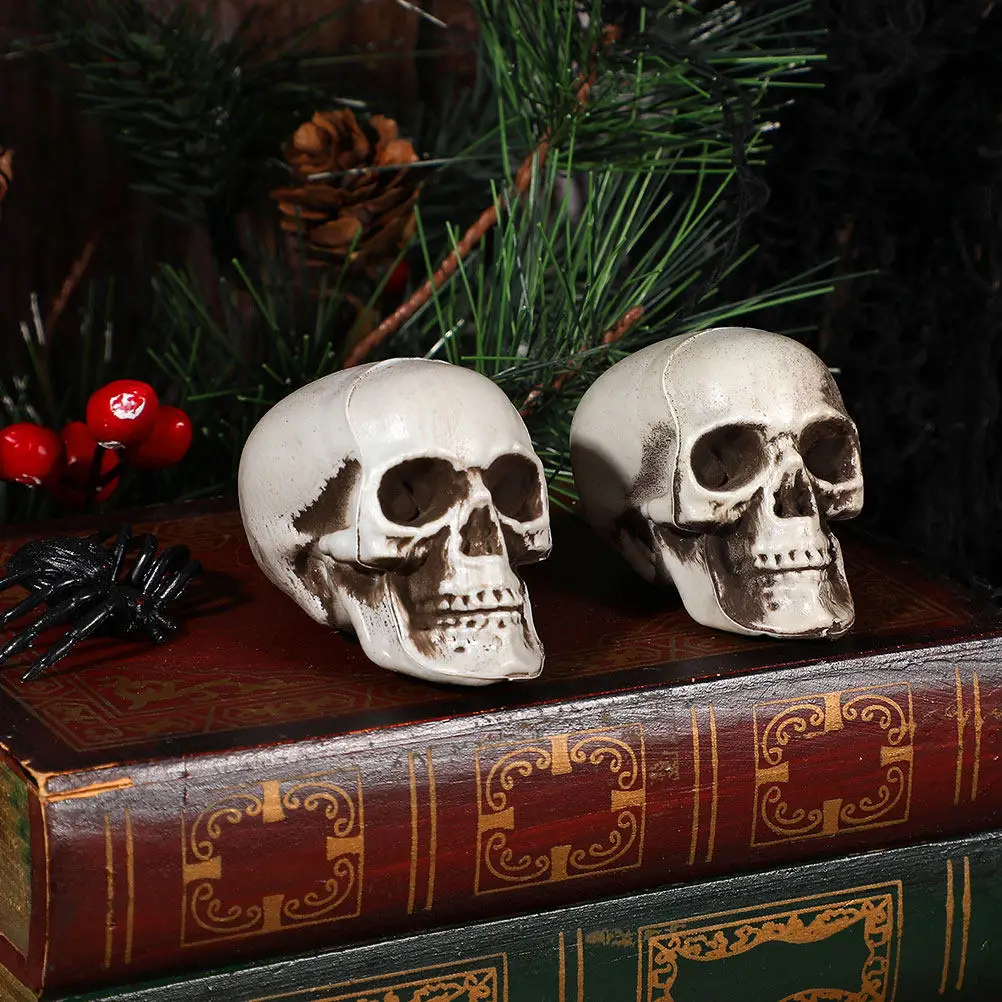 10Pcs Simulation Skull Decoration Realistic Looking Human Skull Props for Halloween Party Photo Prop Scary Festive Decor and