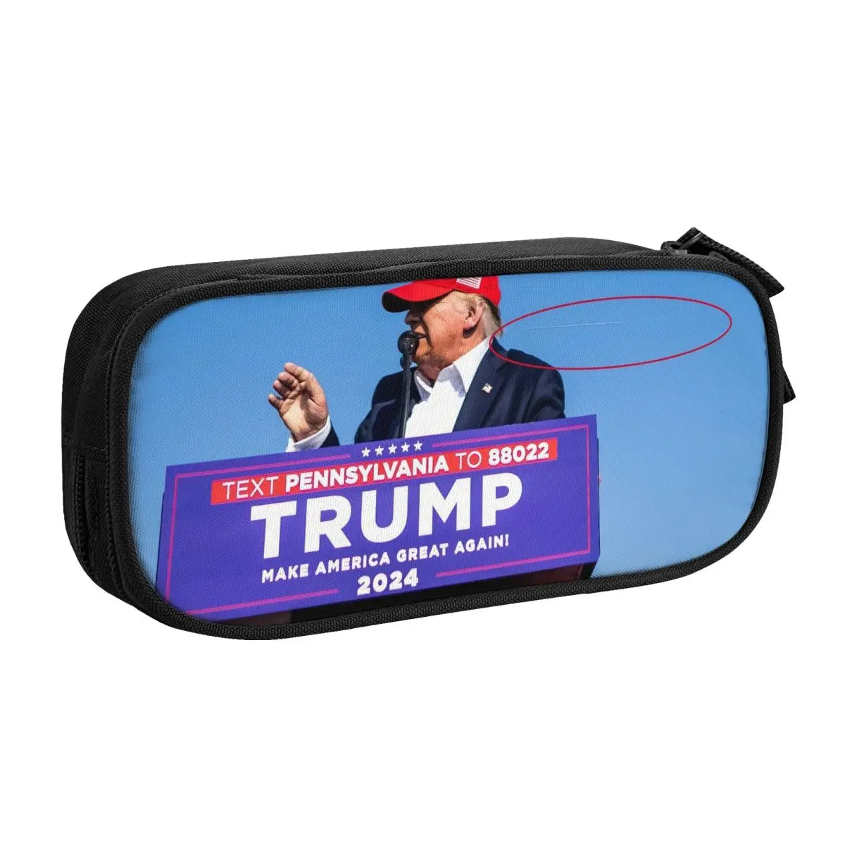 Cute Custom Trump Assassination Attempt Pencil Cases for Girls Boys Large Capacity Pen Box Bag Stationery