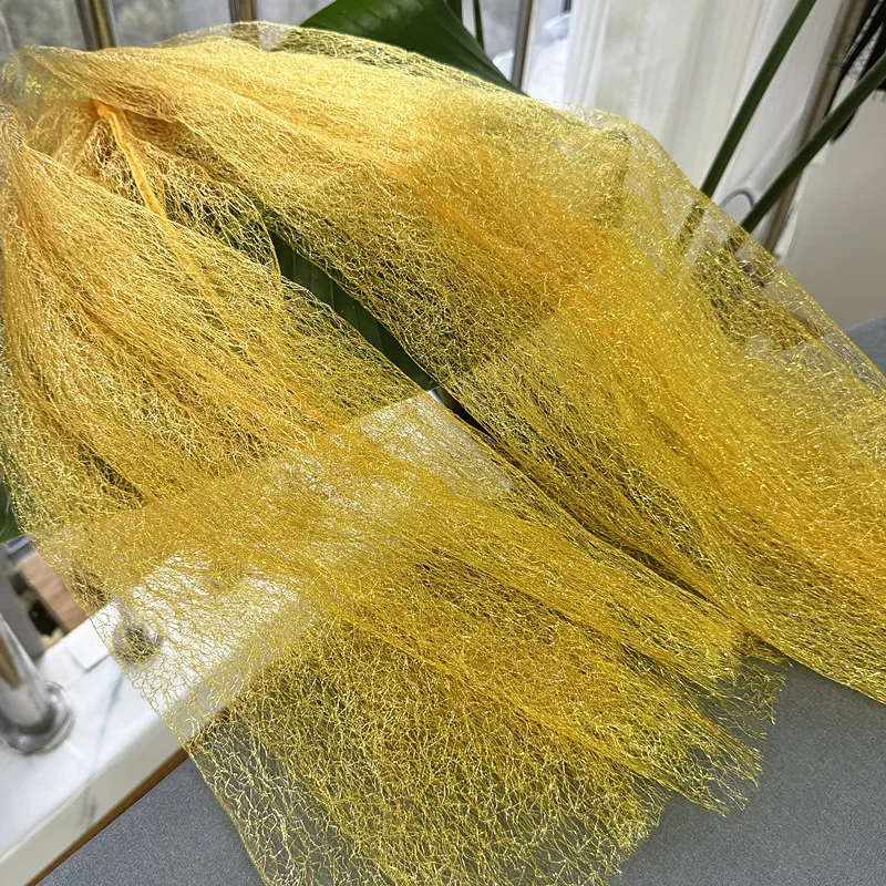 

Golden fine soft gold thread iridescent silk hollow mesh lace sewing stage clothing DIY decorative curtains mesh fabric