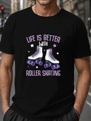 Roller Skate Shirt Men's T-shirt Short Sleeve Tees Loose T-shirt Man Tops New Men T shirt Cotton Print Tee Tops Fashion Clothing