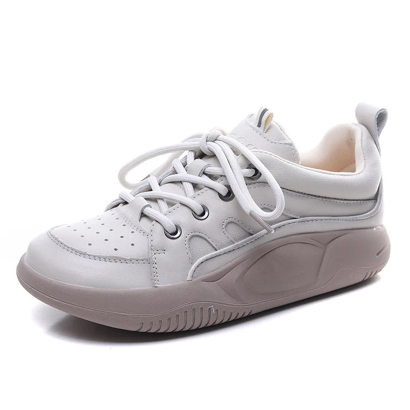 

Женские кожаные мокасины 3,5 см, ботильоны с круглым носком, осенние удобные ботильоны на платформе из коровьей кожи на танкетке, весенние ботильоны на плоской подошве