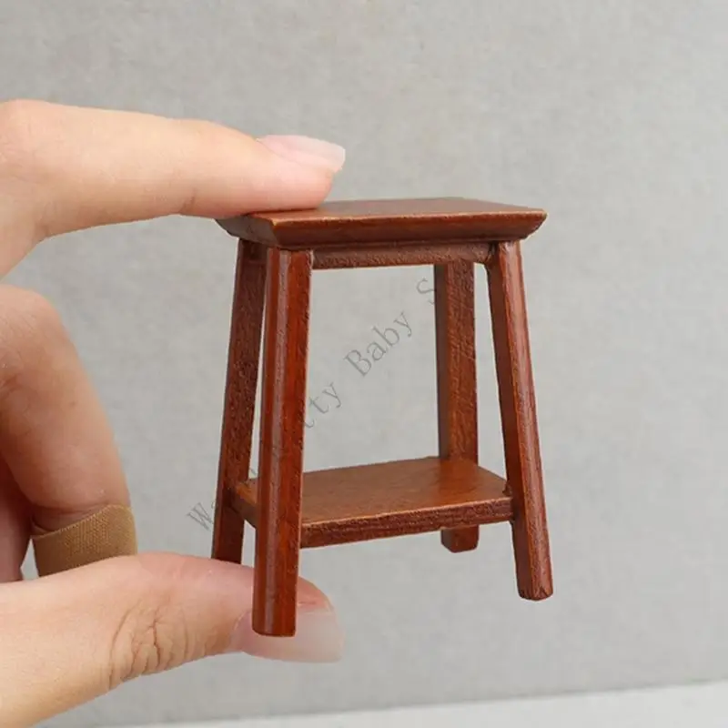 كرسي خشبي واقعي لطيف من XXFE مصنوع من خشب زكا لبيت الدمية 1:12