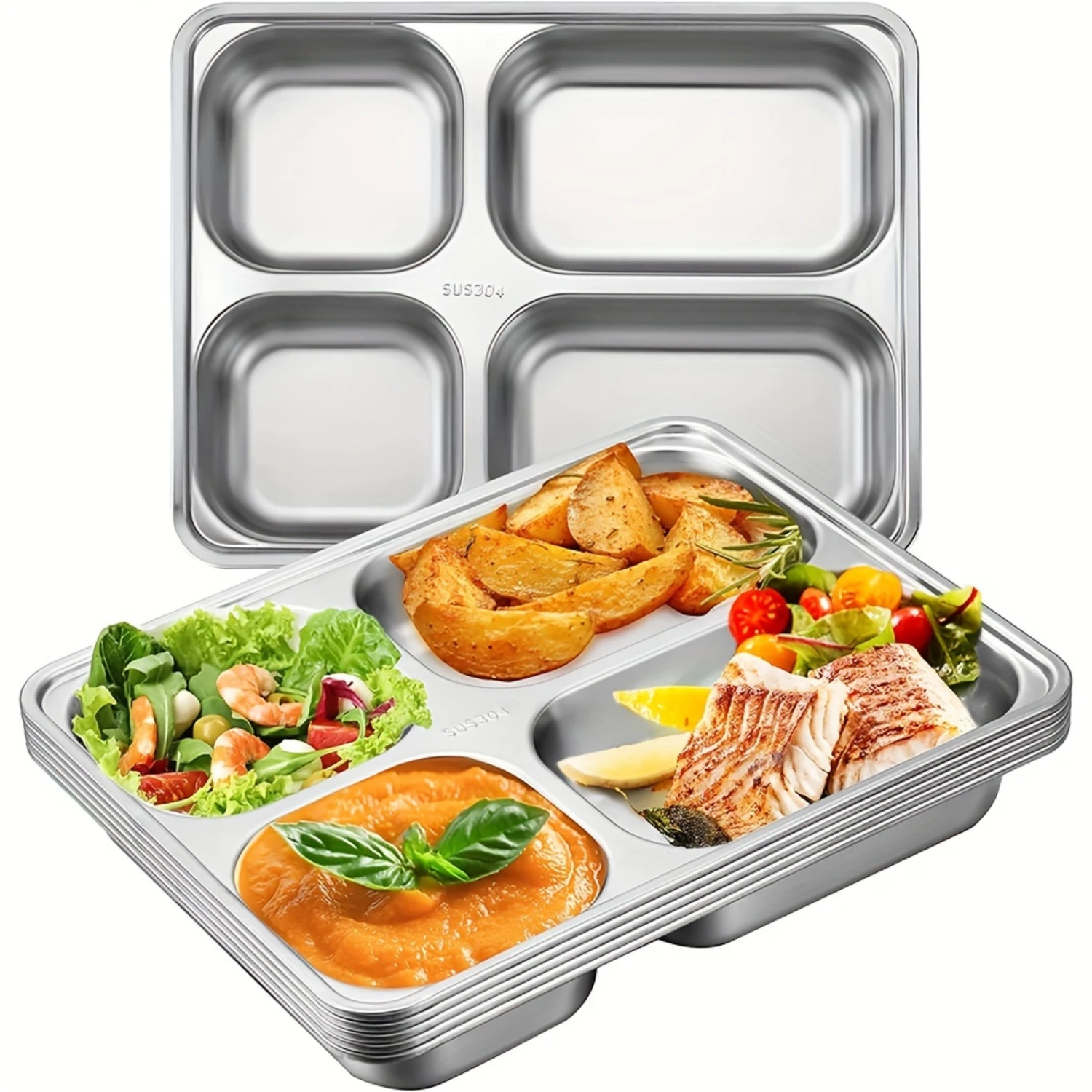 1pc Durable 304 Stainless Steel Divided Plate for Camping, School, and  Use - Easy to Clean and Long-Lasting