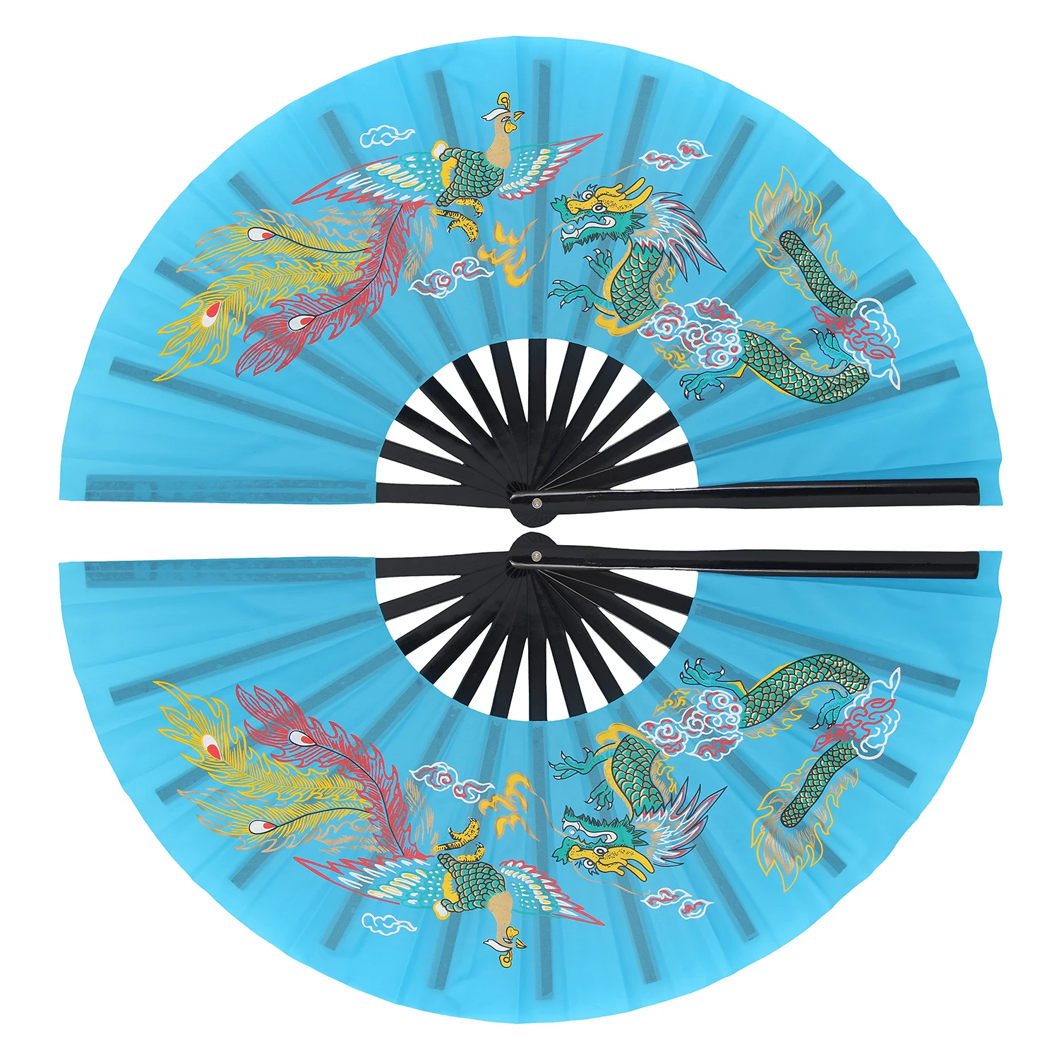 2 Pack Folding Hand Fan Chinese Kung Fu Tai Chi Fan Nylon-Cloth Bamboo Fans For Performance Dance Decorations Festival Gift