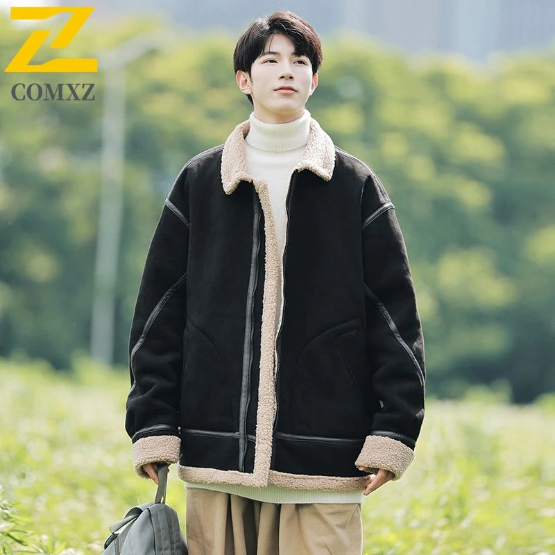 

Замшевая флисовая куртка для мужчин, новая зимняя свободная куртка больших размеров для путешествий, утепленные теплые парки, повседневное хлопковое пальто с защитой от холода в уличном стиле