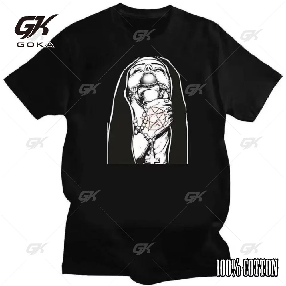 Satanic Nun Tattoos Unholy Cotton Tshirt Sexy Men T  Summer Comfort Funny Tee Shirt Print Creativity Novelty Male Short Sleeve