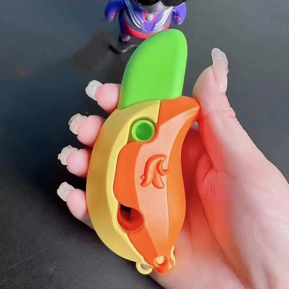 3D Printing Gravity Knifee Banana Fidget Knives Retractable Model Decompresssion Push Card Stress Relief Toy for kids adult Gift