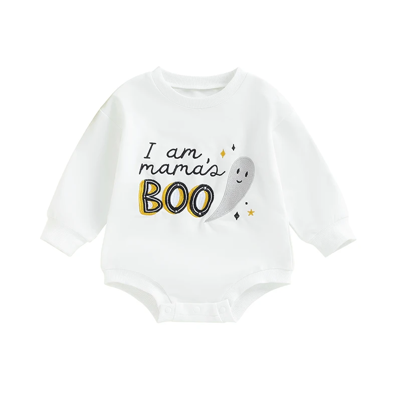 

Halloween Baby Clothes Boy Girl Pumpkin Ghost Sweatshirt Bubble Romper Bodysuit Shirt Infant Fall Outfit