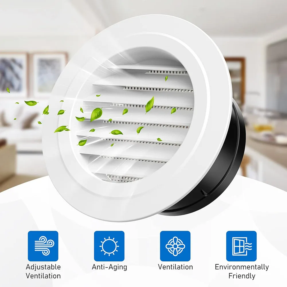 Duct Vents Round Louvered Vents Interior ABS Grille Ventilation Wall Vent Covers Home Improvement Accessories