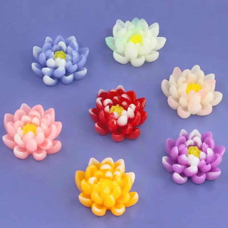 7Pcs Resin Colorful Gradient Peony Flower Lotus Fridge Magnets Strong Magnetic Perfect for Refrigerator Photo Message Home Decor