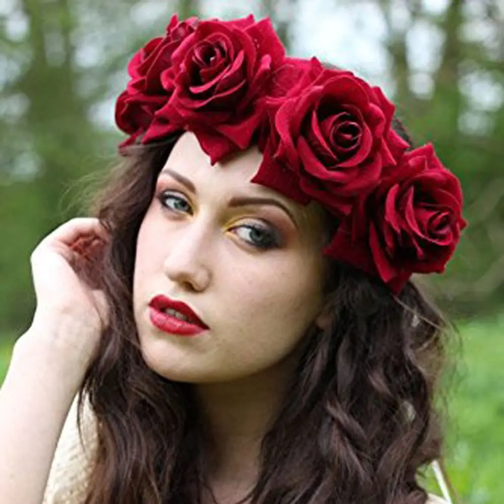 Bridal Headdress Hair Wreaths Hair Garland Wedding Headwear Floral Crown Rose Flower Headbands