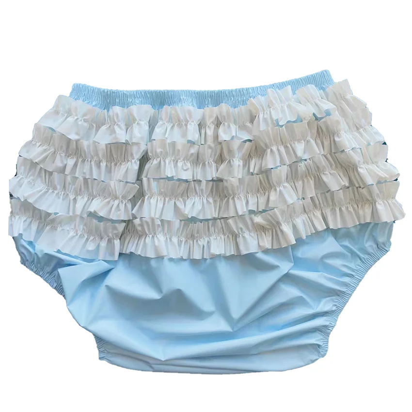LanggKee Haian Baby  PVC  Frilly Pull-on Plastic Pants Color Blue
