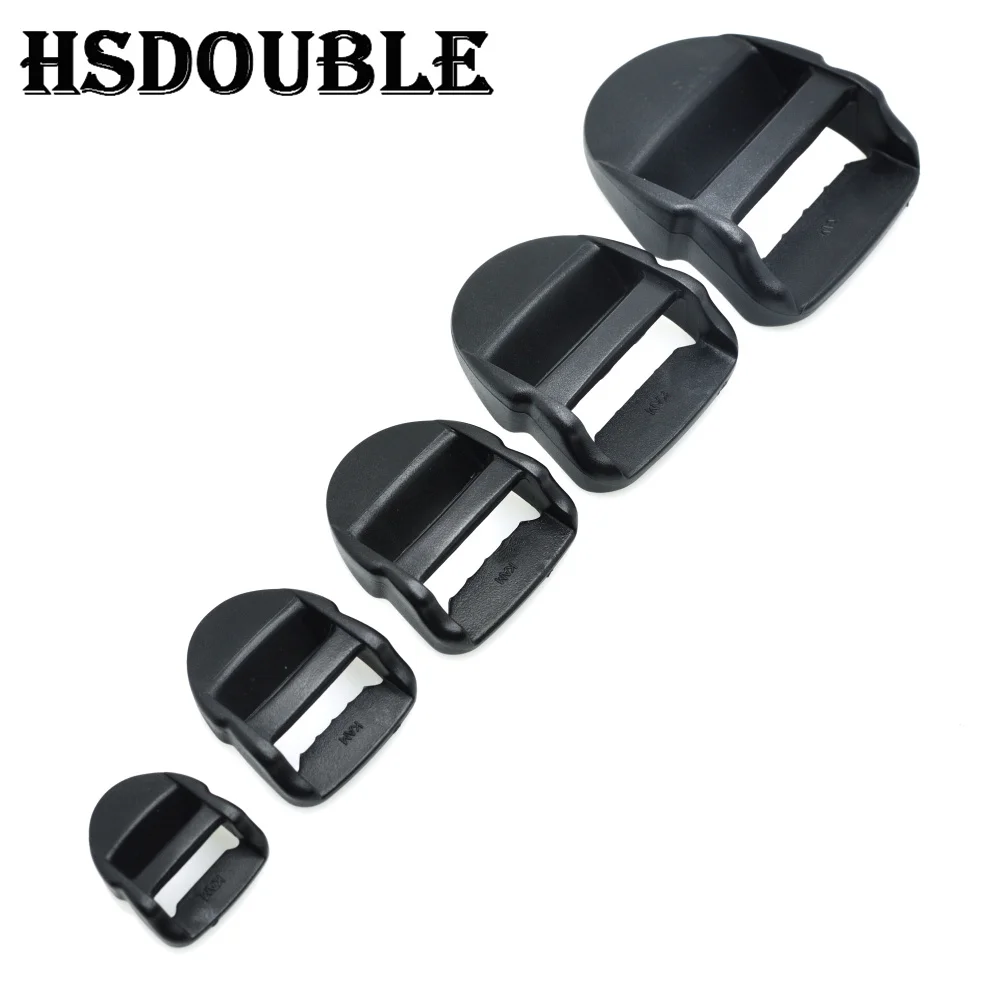 10 Pcs/Pack Ladder Lock Slider Plastic Buckles Backpack Straps Black Webbing 15-38mm