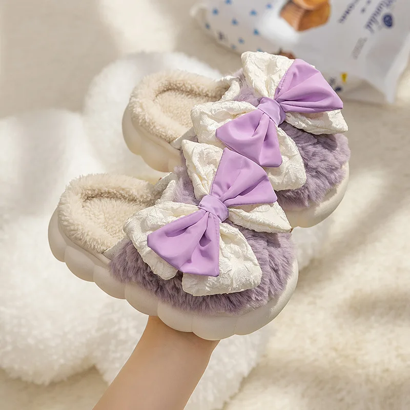 Children Slipper Bow Knot Insulation for Girl Slipper Plush Cotton Slippers Kid Shoe for Girl Baby Shoe Winter Shoe for Girl Kid