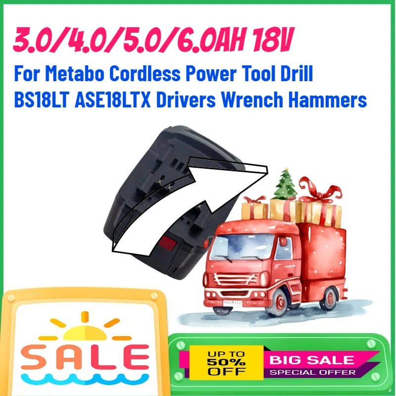 

3.0/4.0/5.0/6.0AH 18V Battery for Metabo Cordless Power Tool Drill BS18LT ASE18LTX Drivers Wrench Hammers
