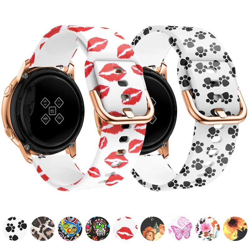 22mm/20mm Printed Band for Samsung Galaxy Watch 6/4/Classic/5 Gear S3 Sport Silicone Women Bracelet huawei watch gt 4 2 3 pro