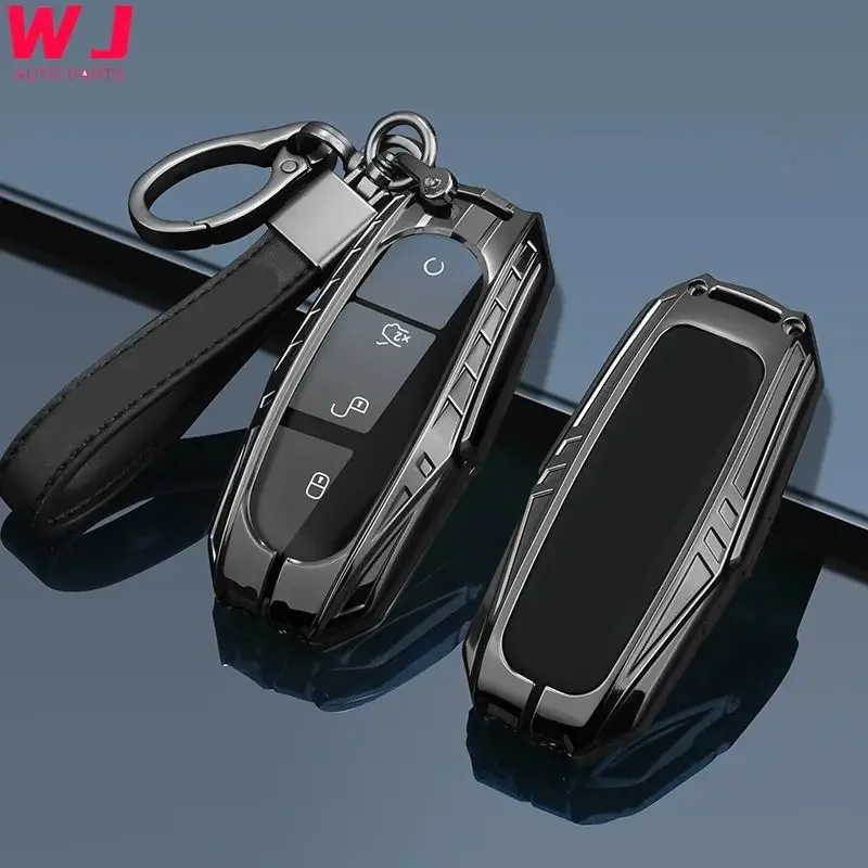 

Metal Car Remote Key Case Cover Shell Holder Chain Protector Housing Fob For DENZA D9 Dmi N7 EV N8 2024 2023 2022 Accessories