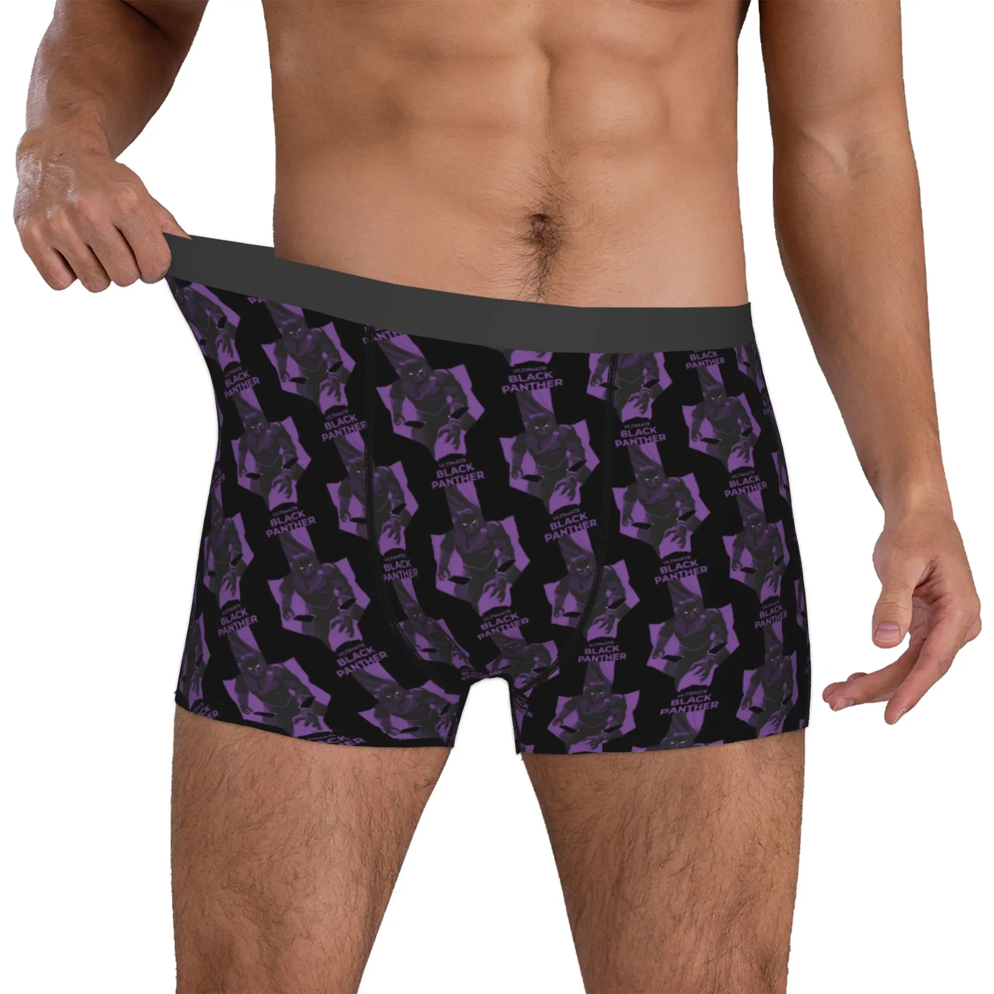 

Custom Black P-Panthers Underwear Men Breathable Comics Boxer Briefs Shorts Panties Soft Underpants For Male