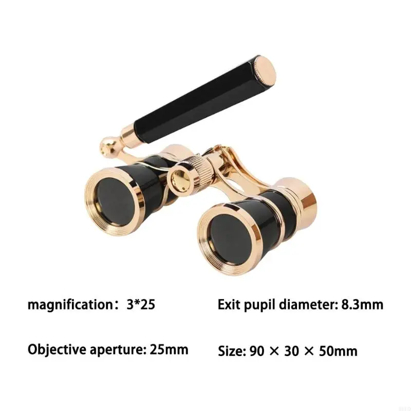 Magnification Operas Glasses Gold Chain Regulable Handle Theater 69HD