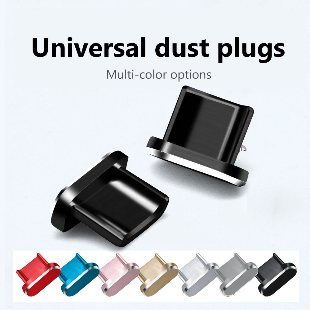 USB Micro Dust Plug For Samsung Xiaomi Huawei Earphone LED Light Micro USB Charge Port Dust Aluminum Alloy Plug Phone Accessorie