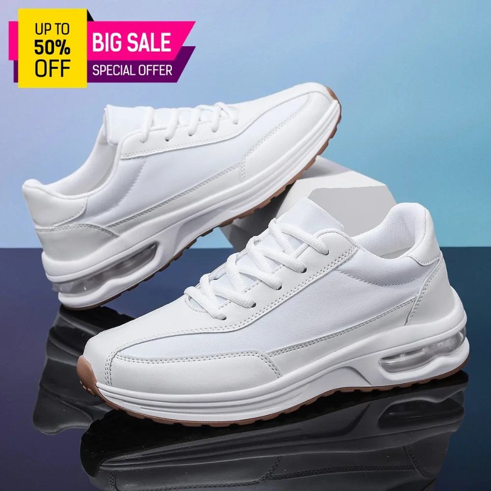 

Новые мужские кроссовки 2026 года с воздушной подушкой, полностью белые, на платформе, для бега, нескользящие, дышащие, повседневные спортивные туфли для ежедневной носки