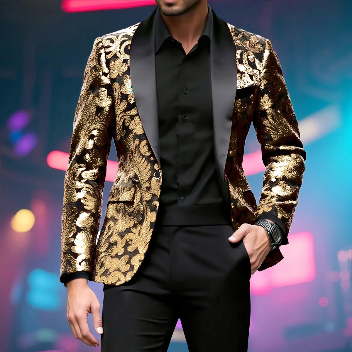 Bright Metallic Sequin Blazer Suit Jacket Man Banquet Party Dress Coat Fashion Luxury Clothes 2026 Men Steampunk Costumes Hommes