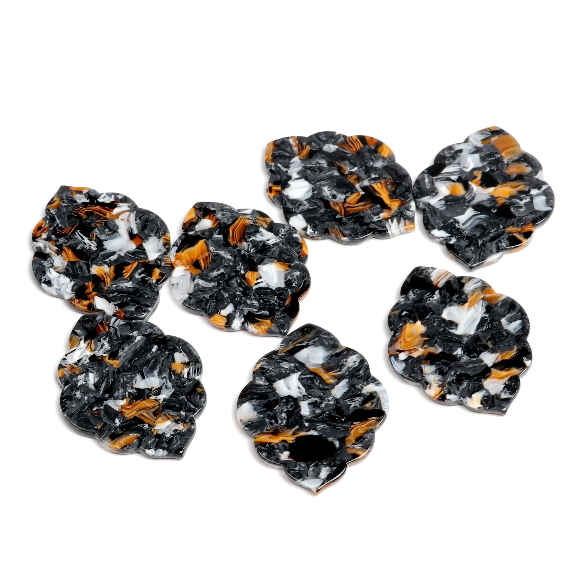 Tortoise Shell Earring Charms,Acetate Acrylic Lage Quatrefoil Shaped Pendant,Earrings Part,Big Earring Findings,41.5x32mm