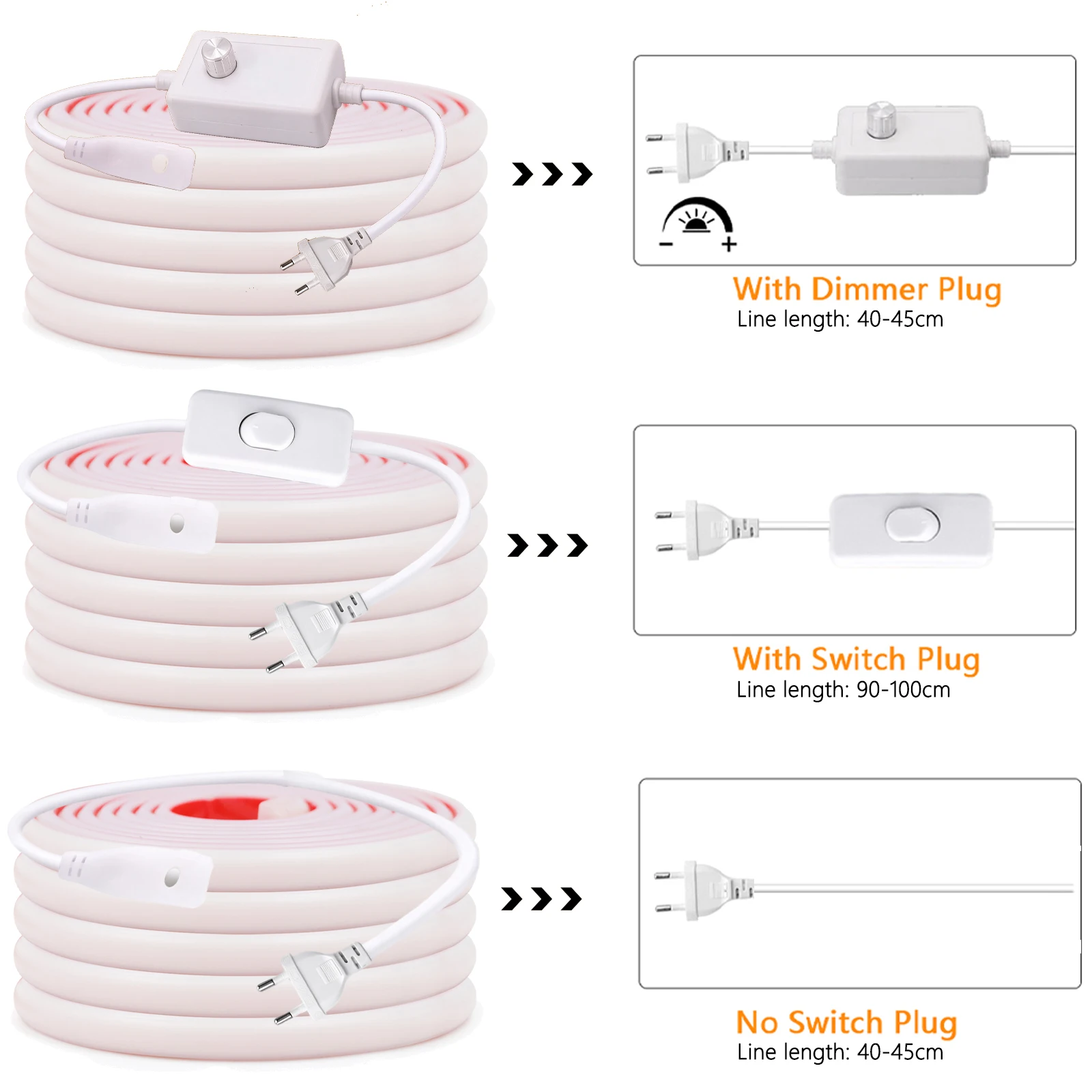 220V Dimmable COB LED Tape Waterproof Switch/Dimmer Power Kit 288LEDs/M Flexible Neon Strip Light 3000K 4000K 6000K Home Decor