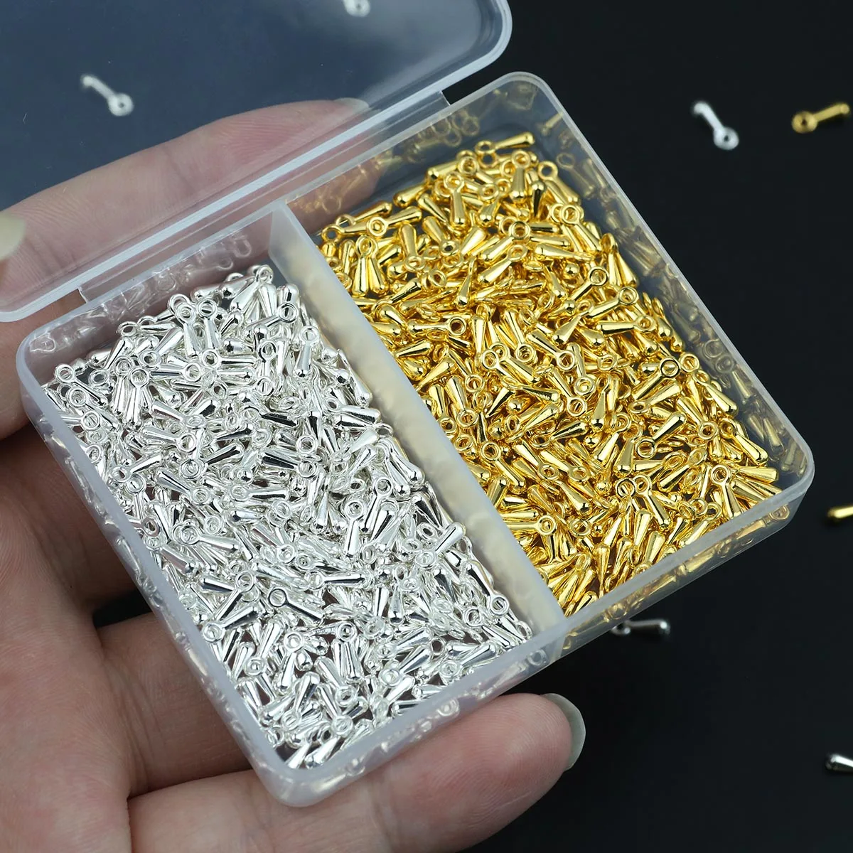 A Box 300pcs 7mm Water Drop Shape  Gold Color Pendant Loose Beads For Jewelry Making Bracelet Neckalce DIY Accessories Findings