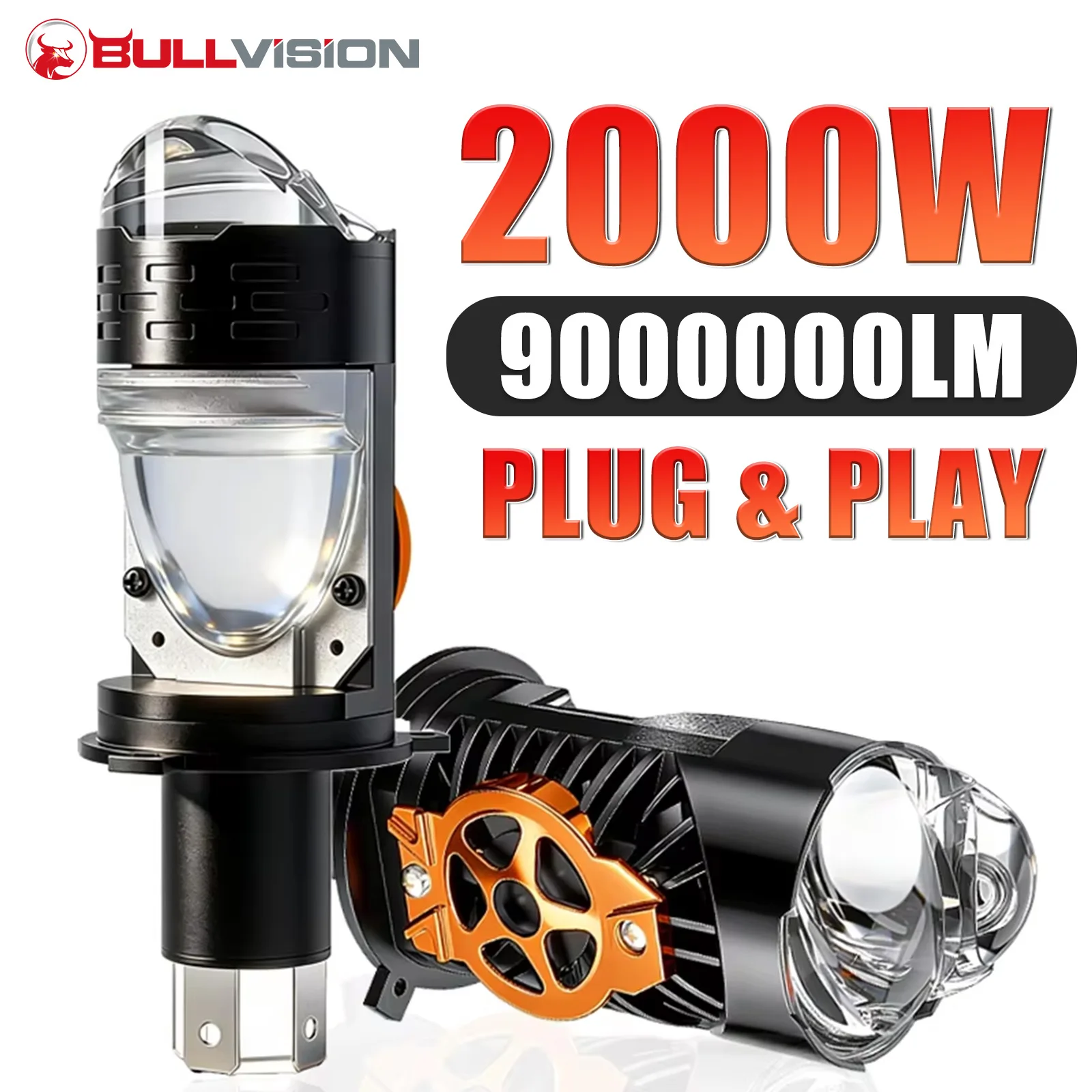 Lâmpadas de Farol LED H4/9003/HB2 Canbus com Lente Projetora 1:1 Mini Antirreflexo Super Brilhante Dual CSP Hi/Lo Beam para Carros/Motos