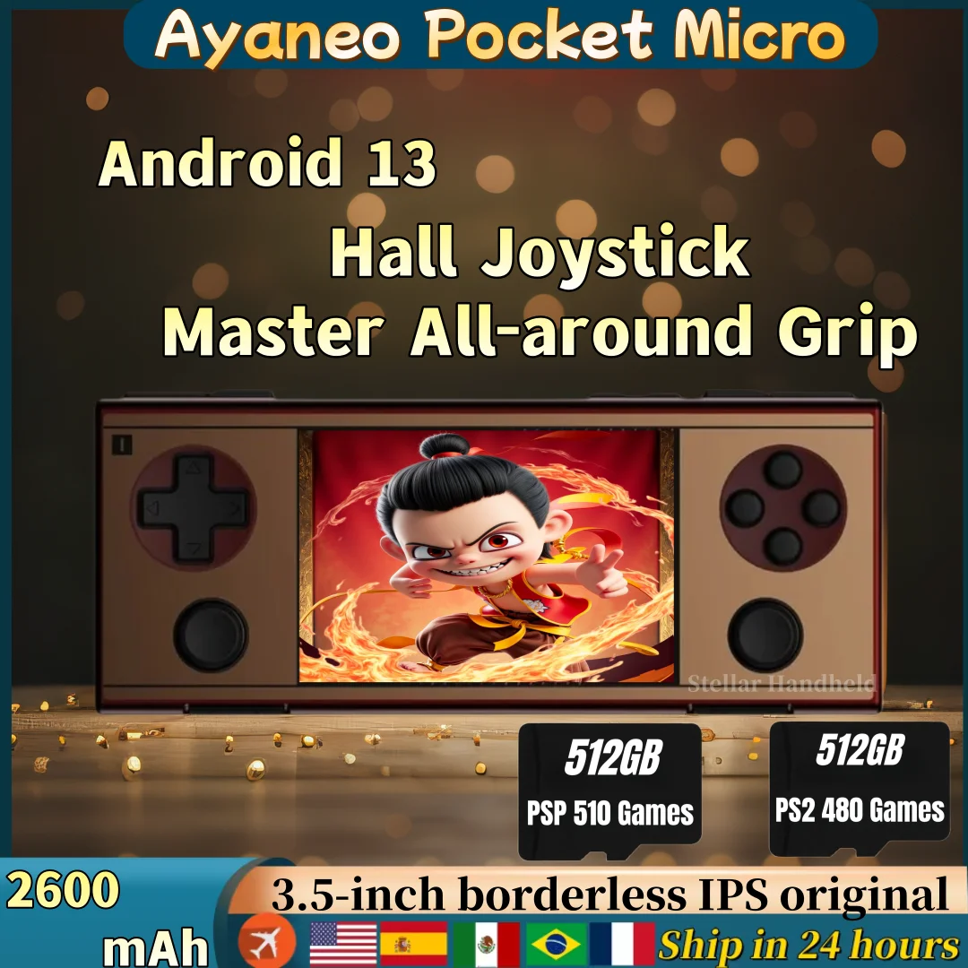 AYANEO Pocket Micro Retro Handheld Game Console Video Player Android 13 3.5-Inch IPS screen G99 PS2 PSP 8G+256G  BT 5.2 PSP PS2