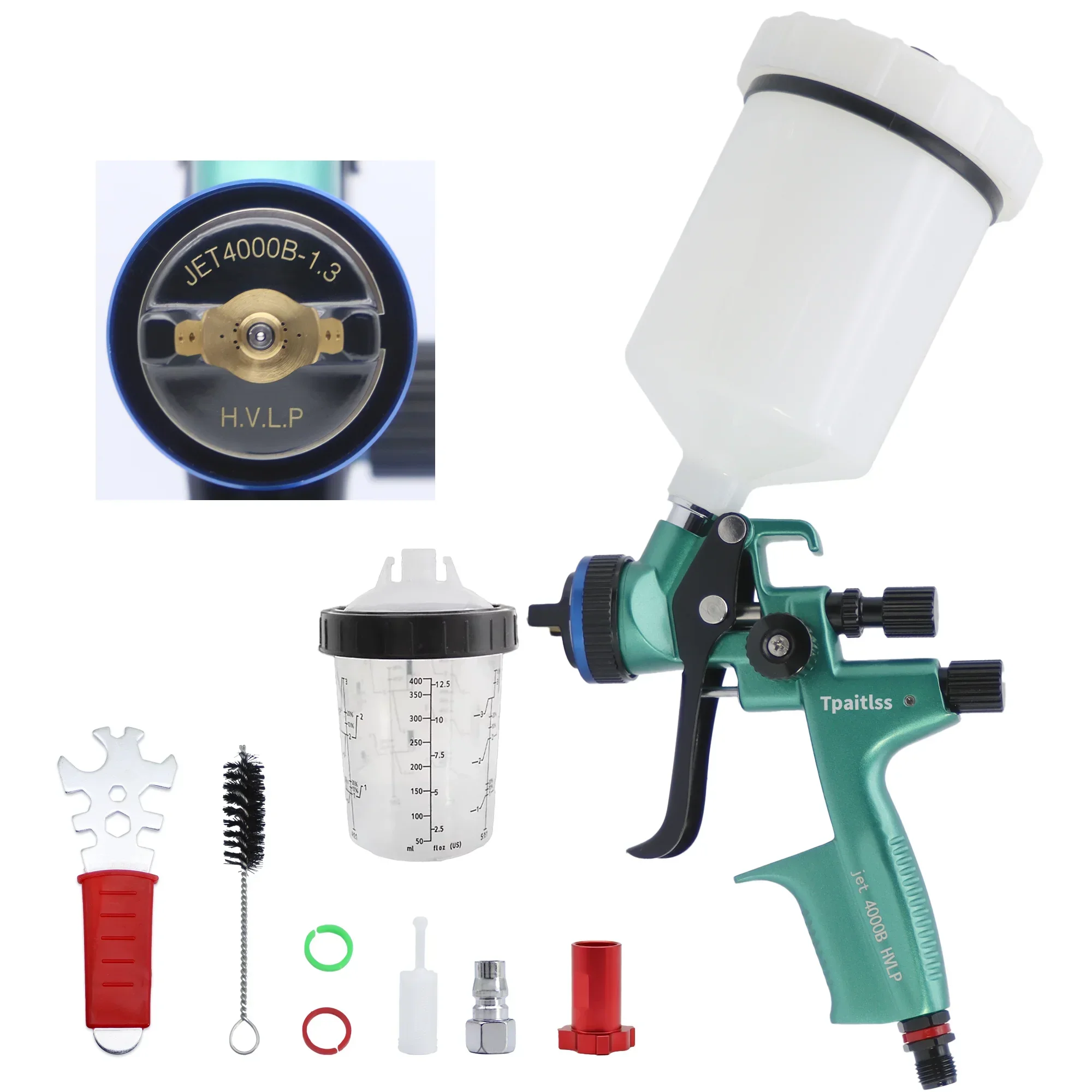 Tpaitlss 4000B HVLP Spray Gun 1.3mm Stainless Steel Nozzle Atomization Professional Sprayer Paint Airbrush for Car Painting