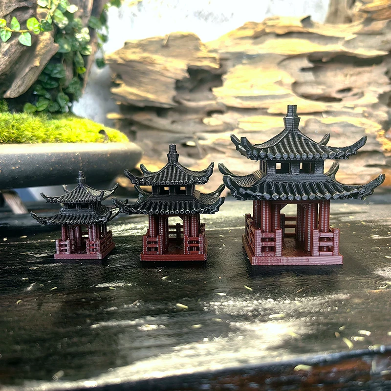 Micro Landscape Rockery Fish Tank Decoration, Chinese Architecture Model, Courtyard Study Pavilion, Small Decoration