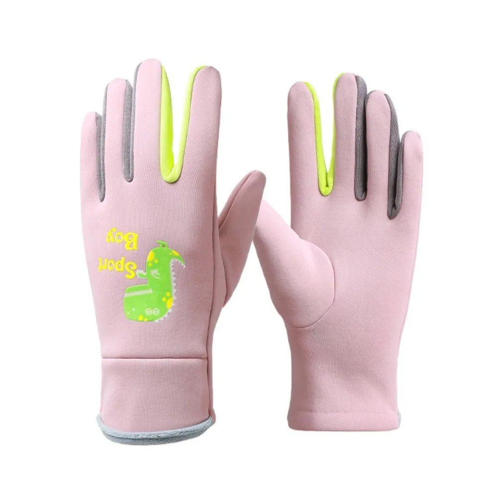 Cartoon Dinosaur Warm Gloves Windproof Waterproof Winter Cycling Gloves Night Luminous Wear-resistant